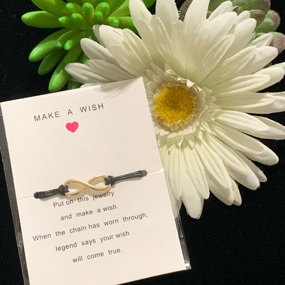 “Desiree” Black Cord Infinity Make a Wish Bracelet - Picture 2 of 4